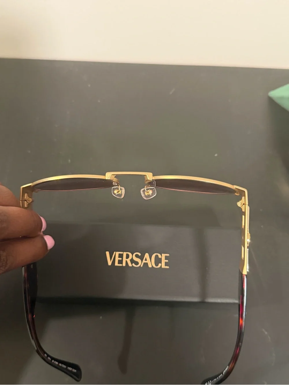 AUTHENTIC Versace Gold Frame Sunglasses with Pink Lenses